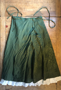 Holly green linen wraparound skirt (46” waist)