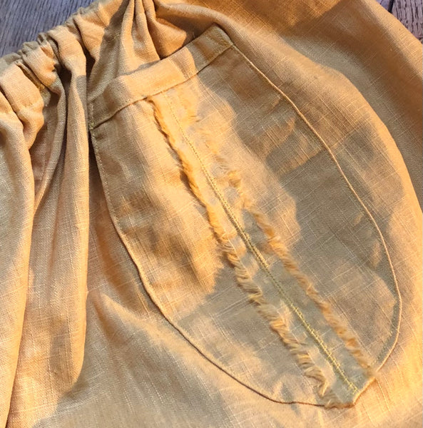 Mustard linen women’s long bloomers (50”)