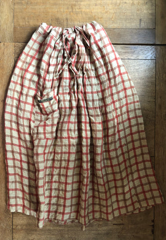 Rust and brown check linen skirt (40” max waist)