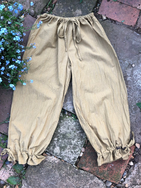 Mustard organic fairtrade cotton women’s long bloomers (40”)